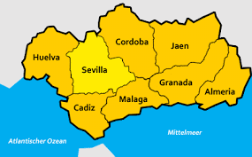 Sevilla kolumbija, atrašanās vieta tādiem objektiem kā tirdzniecības centrs, dzelzceļš un slimnīca. Sevilla Provinz In Andalusien
