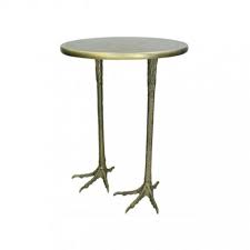 Table Basse En Metal Dore Base Deux Pattes D Oiseau Base Ronde Plate 48x38 Cm Table De Chevet Table Basse Et Table