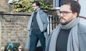 Origin kit harington is an english actor best known for his role of jon snow in the fantasy series game of thrones. Kit Harington Wraps Up In A Grey Scarf And Overcoat As He Steps Out On A Dog Walk In North London Daily Mail Online