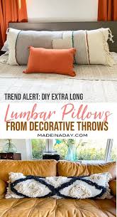 Diy Extra Long Lumbar Pillow From A Throw Pillows Diy Furniture Projects Diy Pillows