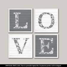 Love Letters Wall Decor Floral Letter Print Set Of 4 Framed Etsy Letter Wall Art Letter Wall Floral Letters