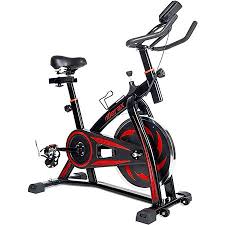 Merax Indoor Cycling Exercise Bike With Multi Functional Digital Lcd Monitor And Water Bottle Holder Red Walmart Com Indoor Cycling Bike Bicycle Workout Biking Workout