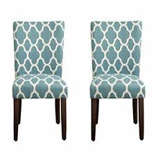 Kitchen & dining room chairs>. Homepop Parsons Classic Upholstered Accent Dining Chair Set Of Two Teal Cream For Sale Online Ebay