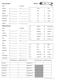 In english there are cardinal numbers (e.g. Days Months Ordinal Number Worksheet English Esl Worksheets For Distance Learning And Physical Classrooms