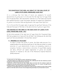 Repeal, transitional provisions and application (o. Pdf The Significant Features And Impact Of The High Court Of Lagos State Civil Procedure Rules 2012 1 Ola Giwa Academia Edu