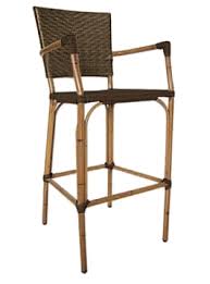 Safari Brown Weave Bamboo Frame Bar Stool With Arms In 2020 Bamboo Chair Patio Bar Stools Bar Stools
