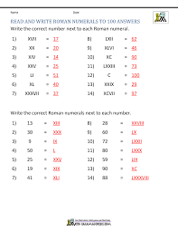 It has the roman numerals in descending order from 1000 to 1. Roman Numerals Worksheet