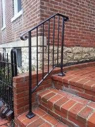 Railings for 3 riser teps. Hand Made Wrought Iron Picket2 Style Handrail For Steps Easy Diy Installation Exterior Stairs Outdoor Stair Railing Metal Stair Railing