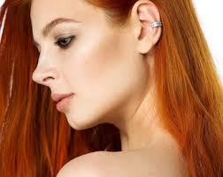 Pendiente de plata con gemas, pendiente de plata con cristales, sin  perforación