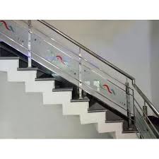 Staircase has 3 red oak treads, red oak handrails, open risers, and glass balustrade. Stainless Steel Staircase Glass Railing At Rs 350 Feet Stainless Steel Stair Railing Ss Staircase Railings Staircase Ss Railing Ss Ramp Railings Stainless Steel Ramp Railing Rana Fabricators Jalandhar Id 20228426091