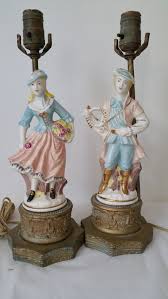 Vintage Pair Of Figural French Porcelain Table Lamps Vintage Table Lamp Art Deco Table Lamps French Lamp