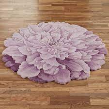 Our rugs and mats are handcrafted and completely customized. Delia Bloom Lavender Carnation Flower Shaped Round Rugs