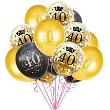 Wenn's um geschenke zum 40. Konfetti Luftballon Set Zahl 40 Geburtstag Happy Birthday 15 Ballons