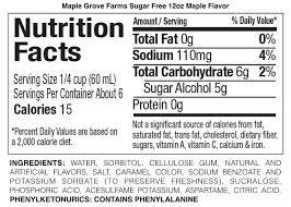 Maple Grove Farms Maple Flavor Sugar Free Syrup Ingredients Water Sorbitol Cellulose Gum Natural Sugar Free Syrup Sugar Free Sugar Free Pancake Syrup