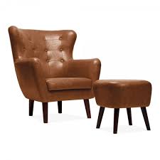 Quality leather chairs shipped direct to you. Tan Faux Leather Carter Armchair And Foot Stool Cult Uk
