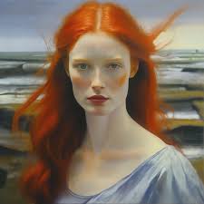 A painting of a woman with red hair, by Elizabeth MacNicol, by Laura …» —  картинка создана в Шедевруме