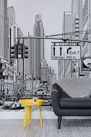 Feel Like You Re Living In A Comic Strip With These Amazing New York City Wallpaper Mural Takin Wall Art Living Room Wall Art Decor Living Room City Wallpaper