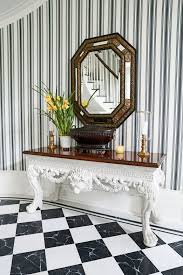 Black And White Striped Wallpaper Bedroom At Home With Carolyne Roehm In Charleston Quintessence Modern Bedroom Interior Striped Wallpaper Decor