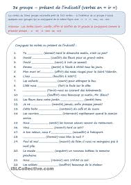 Le présent de l'indicatif ; Present De L Indicatif 3e Groupe Verbes En Ir Exercices Conjugaison Verbe Exercice Verbe
