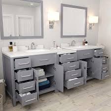 Maybe you would like to learn more about one of these? 93 Double Bath Vanity In Grey With Dazzle White Quartz Top And Square Sink With Mirrors
