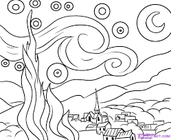 Download and print free starry night by vincent van gogh coloring pages. Starry Night By Van Gogh Coloring Page Coloring Home