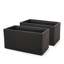 Get the best deal for black square garden planters from the largest online selection at ebay.com. Ella Outdoor Modern Cast Stone Rectangular Planters Set Of 2 By Christopher Knight Home Overstock 31762496