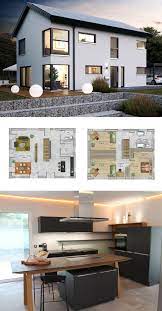 modernes design haus mit satteldach architektur neubau modern als massives fertighaus grundriss einfamilienhaus i house design architecture house house plans