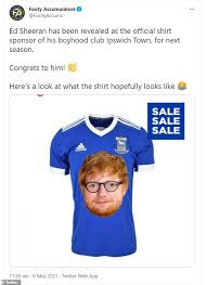 Jun 04, 2021 · image caption ed sheeran, pictured with his wife cherry, says portman road is a place he loves ed sheeran has announced he will perform a virtual gig from ipswich town's ground as part of euro 2020. Pop Superstar Ed Sheeran Agrees One Year Sponsorship Deal With His Boyhood Club Ipswich Town Daily Mail Online