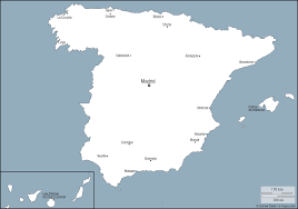 Map spain black thick outline highlighted vector. Spain Free Map Free Blank Map Free Outline Map Free Base Map Outline Main Cities Names Free Maps Spain Map