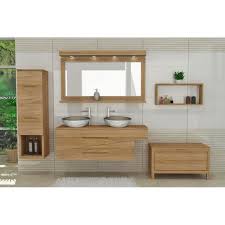 Et il donne même le ton à la pièce d'eau. Meuble Salle De Bain Teck Massif Ondine Double Vasque 2 Tiroirs Cdiscount Maison
