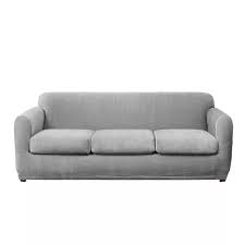 The cover features a patented elastic band that helps to keep it securely in place. Buy Stretch Modern Block 3 Seat Sofa Slipcover Gray Sure Fit Online In Japan 79534784