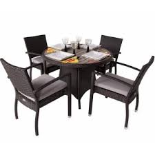 Diego 4 Seat Round Rattan Patio Set Outdoor Dining Set Rattan Furniture Set Round Outdoor Table