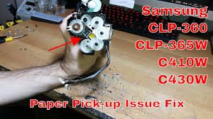 اختيار ملف التحميل المناسب من الجدول أدناة. How To Fix Samsung Clp 360 365w C410w C430w Paper Jam Won T Pick Up Detailed Printer Repair Youtube