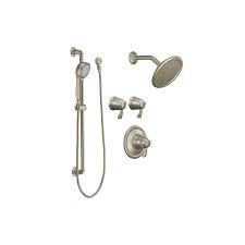 The moen vertical spa features four spray outlets and a maximum flow rate of approximately 17 with the moen iodigital vertical spa, a pressure of at least 40 psi is recommended for optimal. Moen 270 Chrome Triple Handle Vertical Spa Trim With Hand Shower From The Exacttemp Collection Faucet Com
