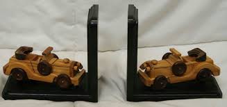5 5 Vintage Hand Crafted Wood Model Roadster Convertible Car Bookends Handcrafted Wood Wood Crafts Wood Model