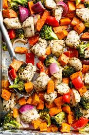 Garlic Herb Chicken Sweet Potato Sheet Pan Meal Prep Is The Easiest And Most Delicious Way To H Sheet Pan Meals Chicken Sheet Pan Recipes Pan Chicken Recipes