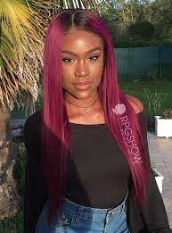 Fuchsia Color Straight Human Hair Lace Wigs Rebecca001 S Magenta Hair Weave Hairstyles Hair Styles
