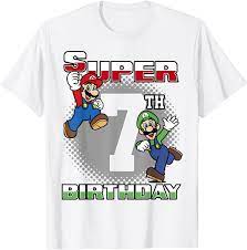 Seven times six super mario bros. Amazon Com Super Mario And Luigi Super Birthday 7th Birthday Portrait T Shirt Clothing