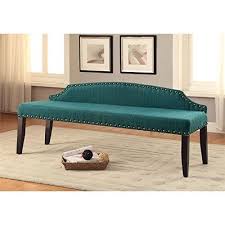Furniture Of America Davos Fabric Bedroom Bench In Dark Teal Upholstered Bench Furniture Teal Furniture