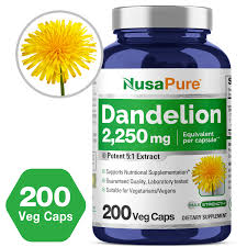 Dandelion 2,250mg – 200 Veg Caps ( 100% Vegetarian, Non-GMO ) – Nusapure