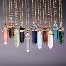Natural Stone Bullet Shape Healing Point Pendant Necklace In 2020 Crystal Necklace Healing Natural Stone Pendant Stone Pendant Necklace