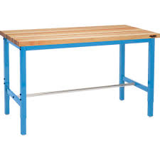 There are several versions of the husky adjustable height work table available; Global Industrial 48 X 30 Adjustable Height Workbench Square Tube Leg Birch Square Edge Blue 318895bl Globalindustrial Com