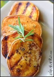 Recipe Grilled Sweet Potato Medallions In A Garlic Rosemary Butter Sauce Recipe Grilled Sweet Potatoes Recipes Food