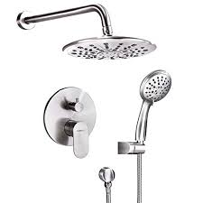 Check spelling or type a new query. Shower System Wall Mounted Shower Faucet Set For Bathroom With High Pressure 8 Rain Shower Head And 3 Setting Handheld Shower Head Brushed Nickel Rough In Pressure Balance Valve Included Buy Online In