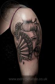 Black And Grey Realism Tattoo Artists Scotland Geisha Portrait Done At Extreme Tattoo Piercing Inverness Highland Scotland By Gabi Tomescu At Our Studio Yo Geisha Tattoos Japanische Tattoos Muster Tattoos