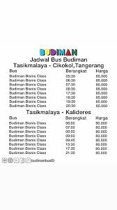 Jadwal Dan Tarif Bus Budiman Dari Cikokol Tangerang Ke Tasikmalaya