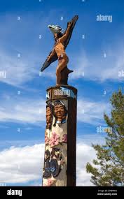 Jefferson County Totem Pole by Clyde Keller, Madras, Oregon Stock Photo