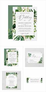 Greenery Tropical Leaves Wedding Invitation Set Wedding Invitation Sets Wedding Invitations Leaves Pretty Wedding Invitations