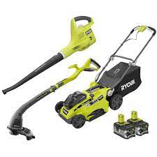 We bought the 40v 20 brushless push mower with 6.0ah battery & charger from the home depot. Ryobi 18v One Mower Trimmer And Blower Combo Kit With 2 4 0 Ah Batteries The Home Depot Canada