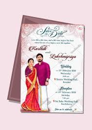 Indian wedding invitation card in mandala pattern with couple character and venue details. South Indian Caricature Invite Wedding Card Design Indian Hindu Wedding Invitation Cards Indian Wedding Invitation Cards